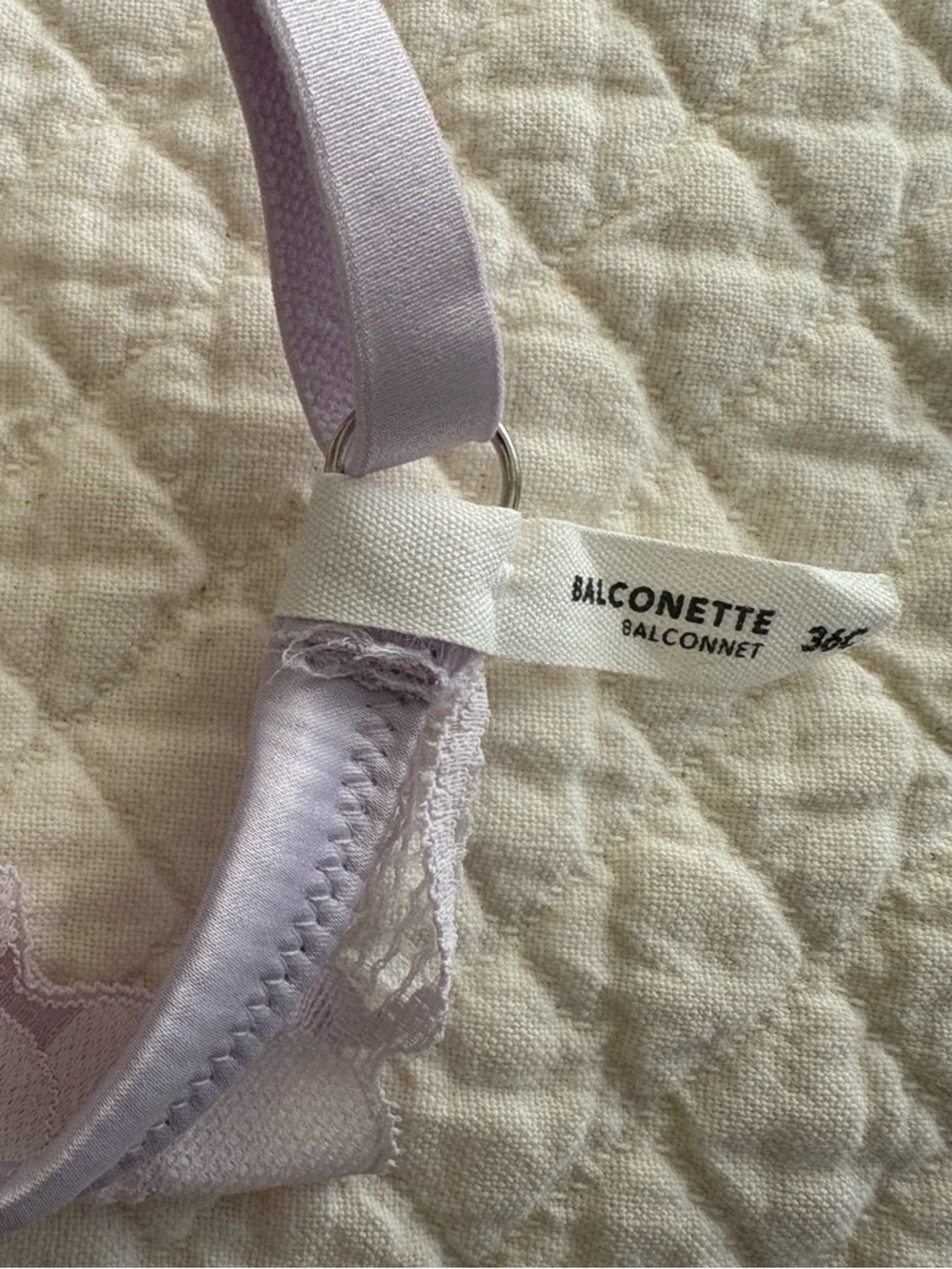 New Aerie Lilac Lavender White Lace Balconette Bra 36C - Picture 9 of 10